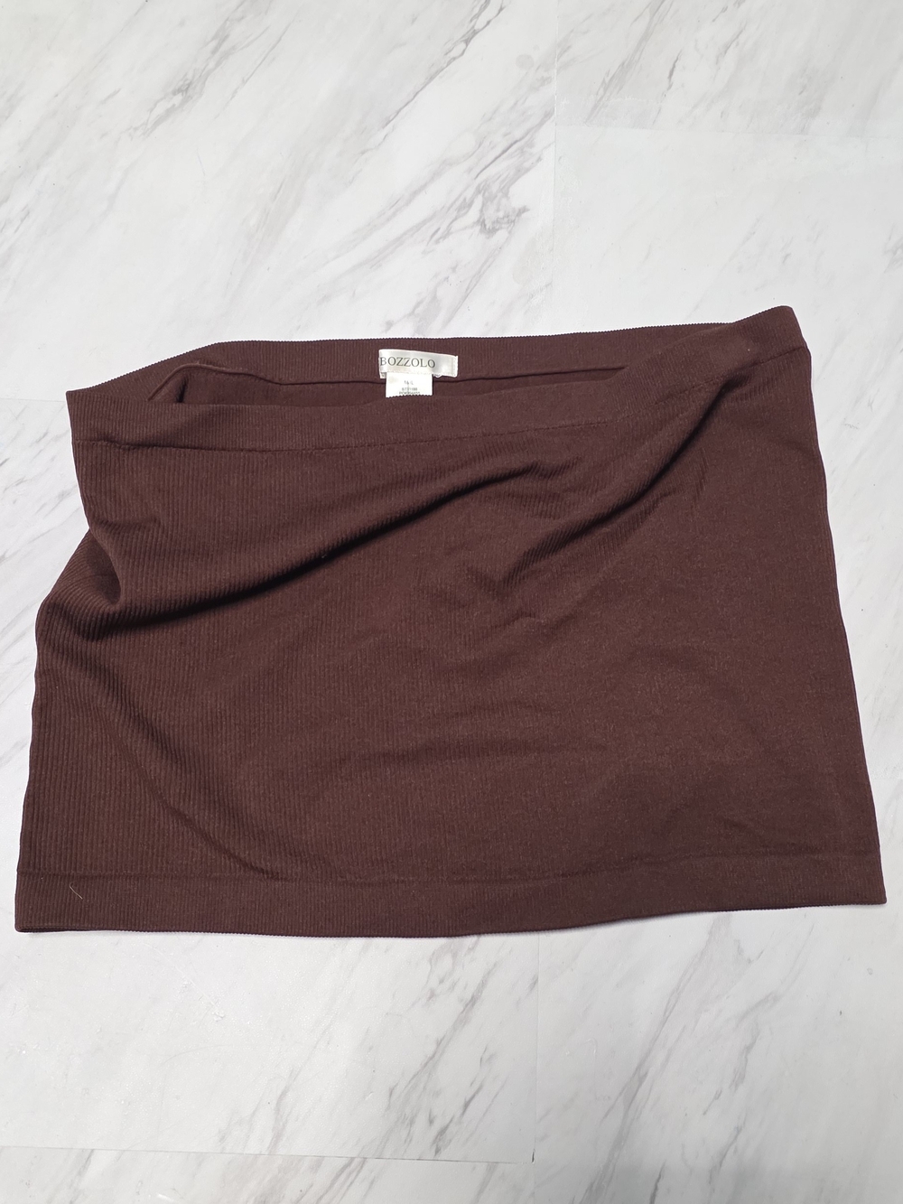 Bozzolo Chocolate Brown Ribbed Mini Skirt